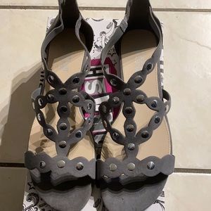 Gray flat sandals